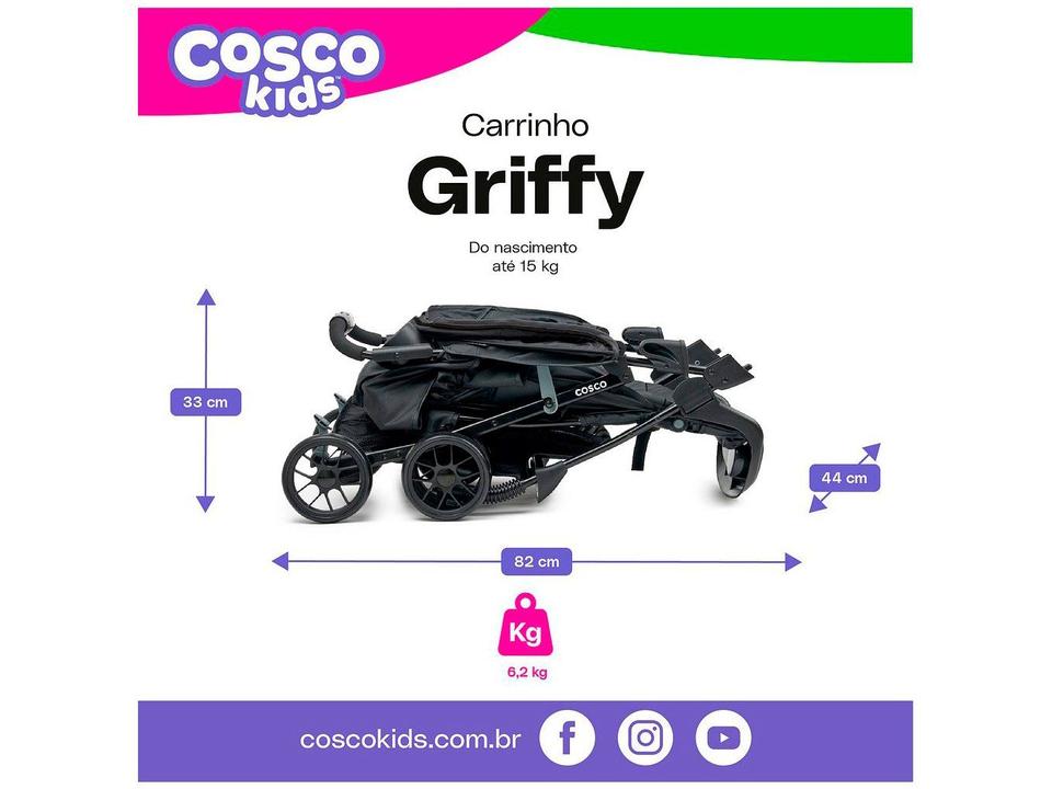 Carrinho de Bebê Cosco Griffy 4 Rodas 0 a 15kg - 19