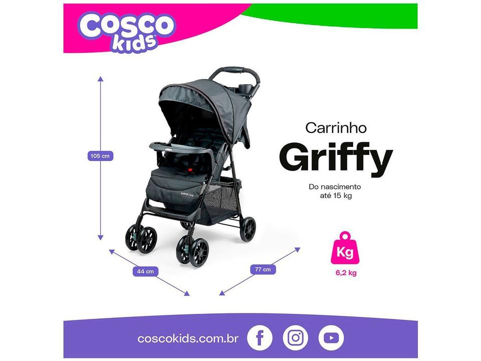 Carrinho de Bebê Cosco Griffy 4 Rodas 0 a 15kg - 18