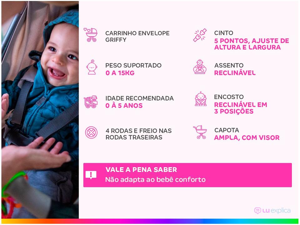 Carrinho de Bebê Cosco Griffy 4 Rodas 0 a 15kg - 1