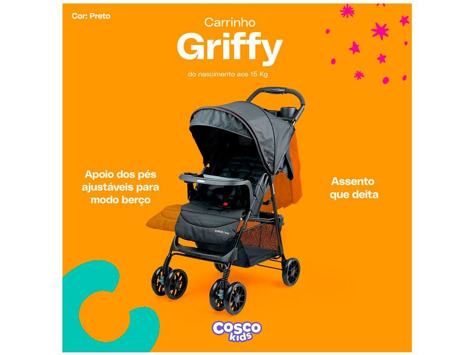 Carrinho de Bebê Cosco Griffy 4 Rodas 0 a 15kg - 13
