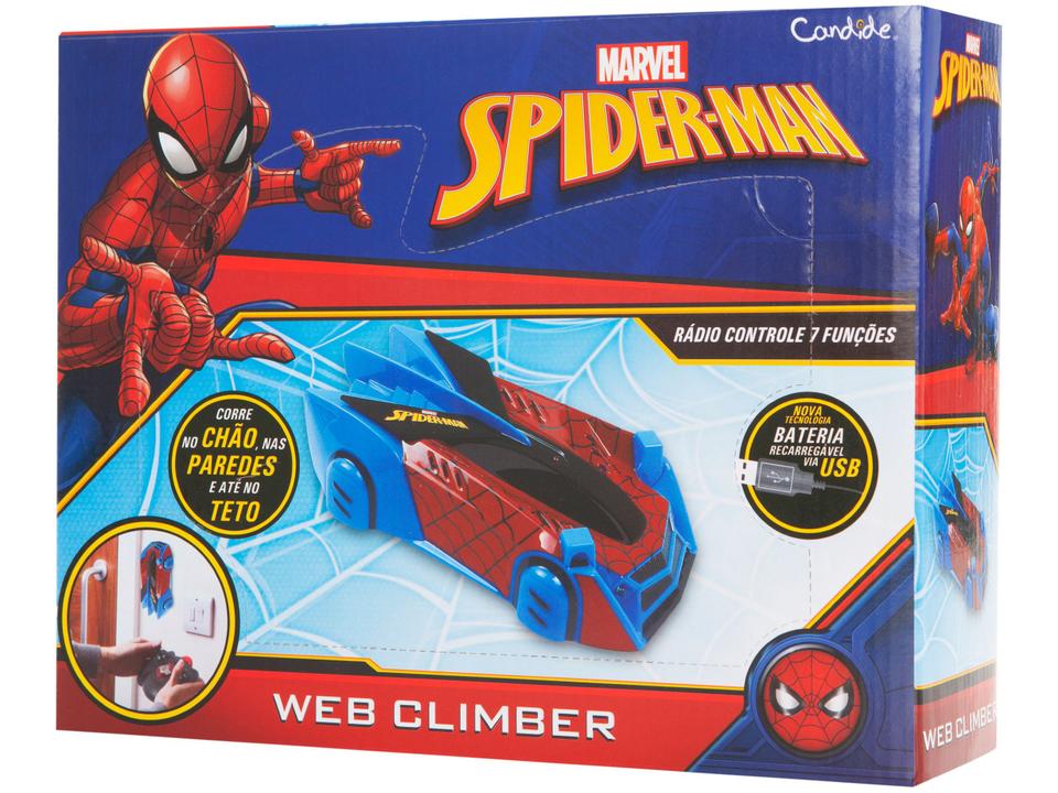 Carrinho de Controle Remoto Spider-Man - Web Climber 7 Funções Candide Vermelho - 10