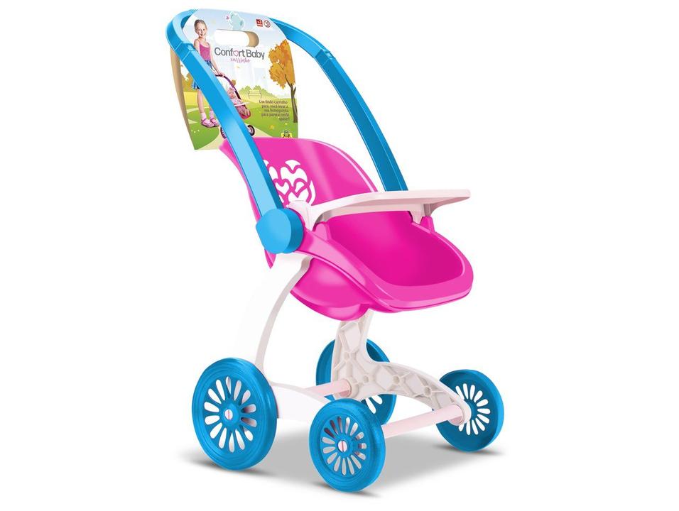 Carrinho para Boneca Confort Baby Rosa e Azul - 1