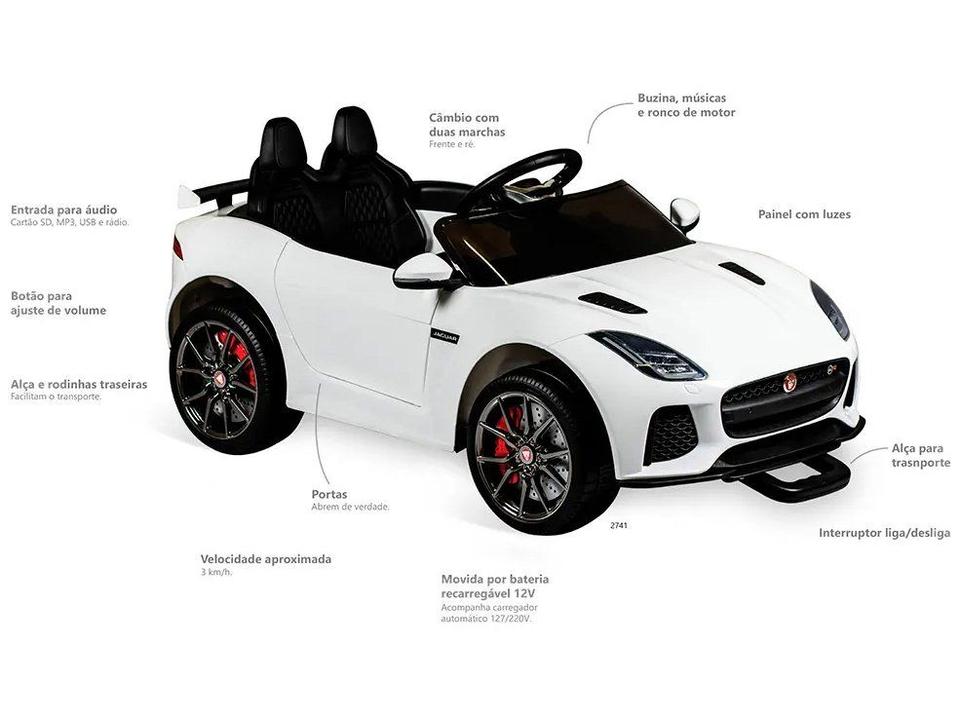 Carro Elétrico Infantil Jaguar Branco Bandeirante - 14