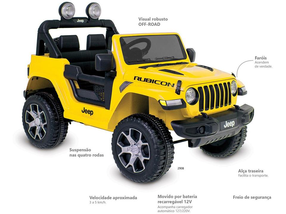 Carro Elétrico Infantil Jeep Wrang 12V - Amarelo Bandeirante com Controle Remoto 2 Marchas - 5