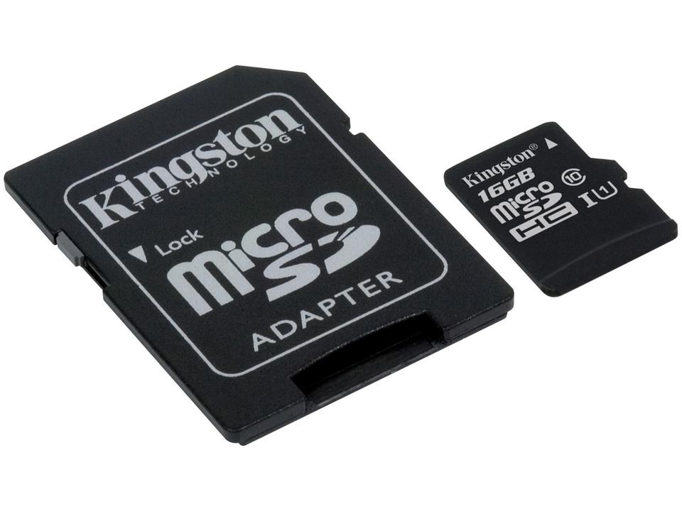 Cartão de Memória 16GB Micro SD Kingston Classe 10 - com Adaptador Canvas Select - 1