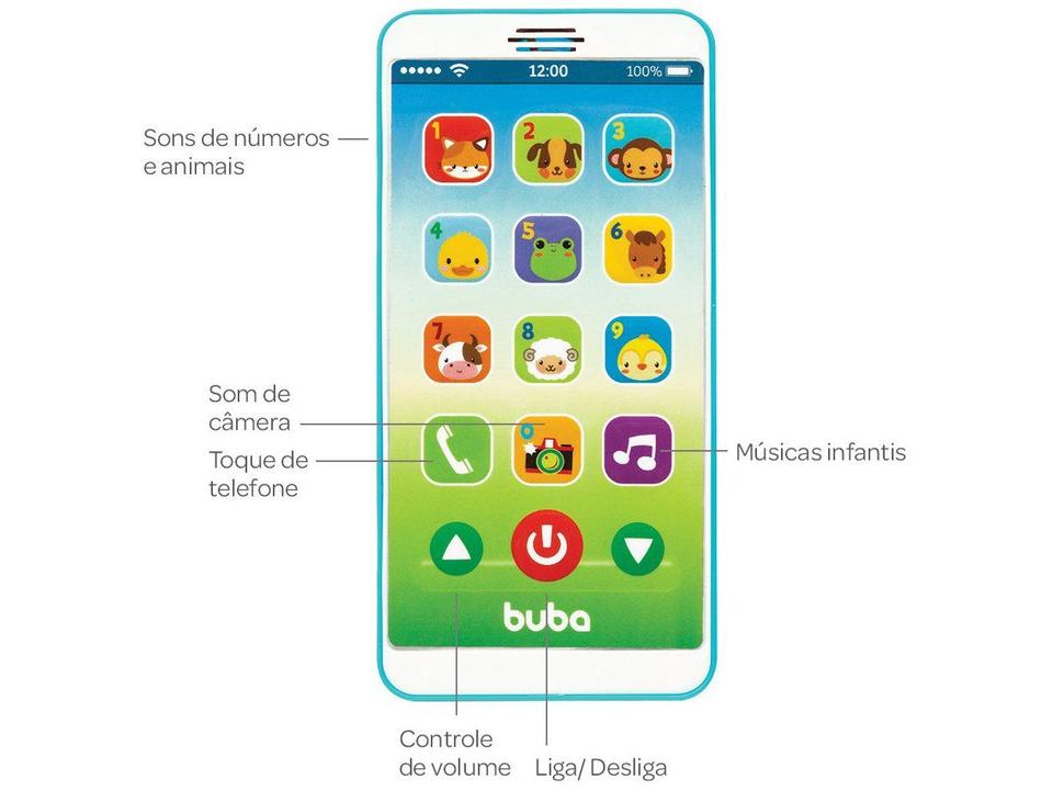 Celular de Brinquedo Baby Phone Azul Musical - 1