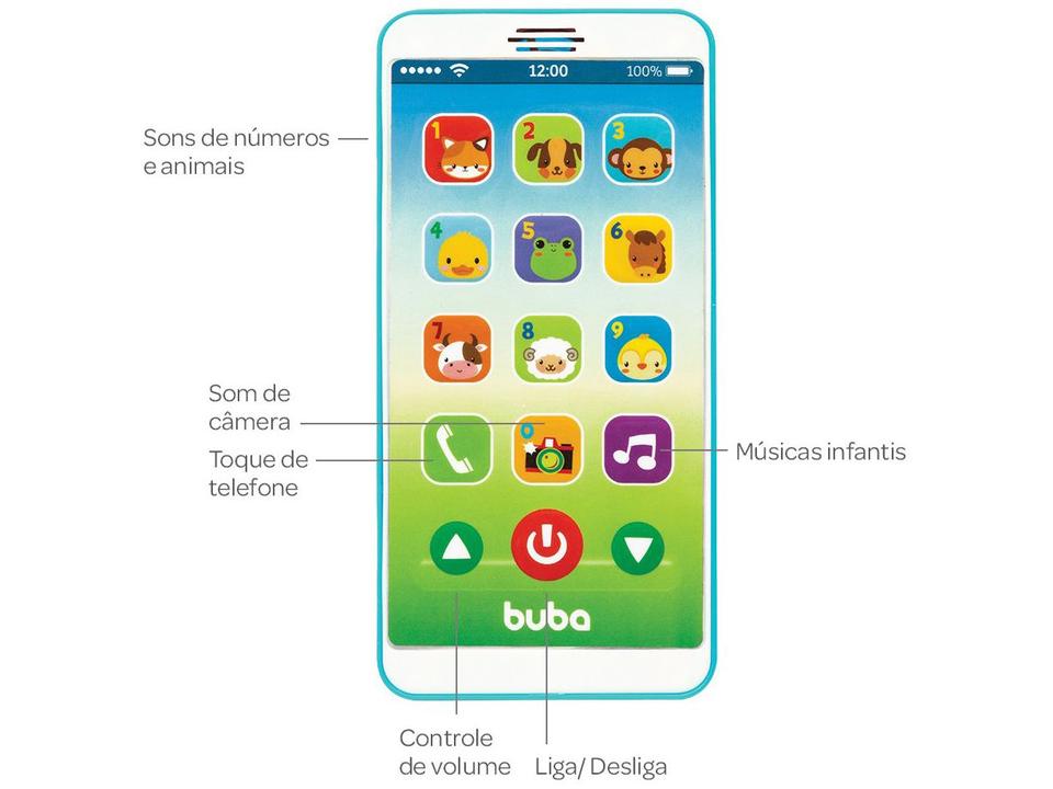 Celular de Brinquedo Baby Phone Azul Musical - Buba - 1