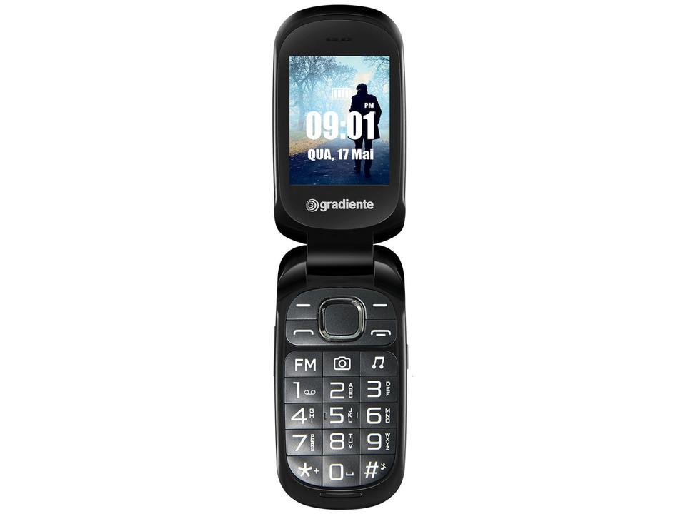 Celular Gradiente 105A Flip Dual Chip 32MB - Rádio FM MP3 Desbloqueado