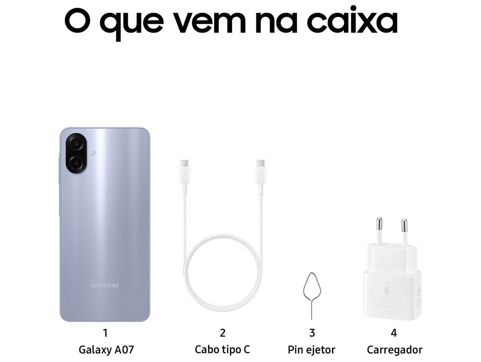 Celular Samsung Galaxy A07 128GB Violeta 4GB RAM Tela 6,7" Câm. Dupla + Selfie 8MP - 9