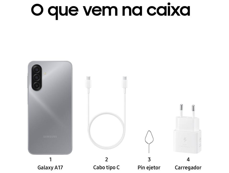 Celular Samsung Galaxy A17 128GB 4GB RAM Cinza 6,7" Câm. Tripla + Selfie 13MP - 10