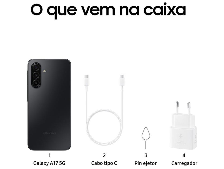 Celular Samsung Galaxy A17 256GB 5G 8GB RAM Preto 6,7" Câm. Tripla + Selfie 13MP - 11
