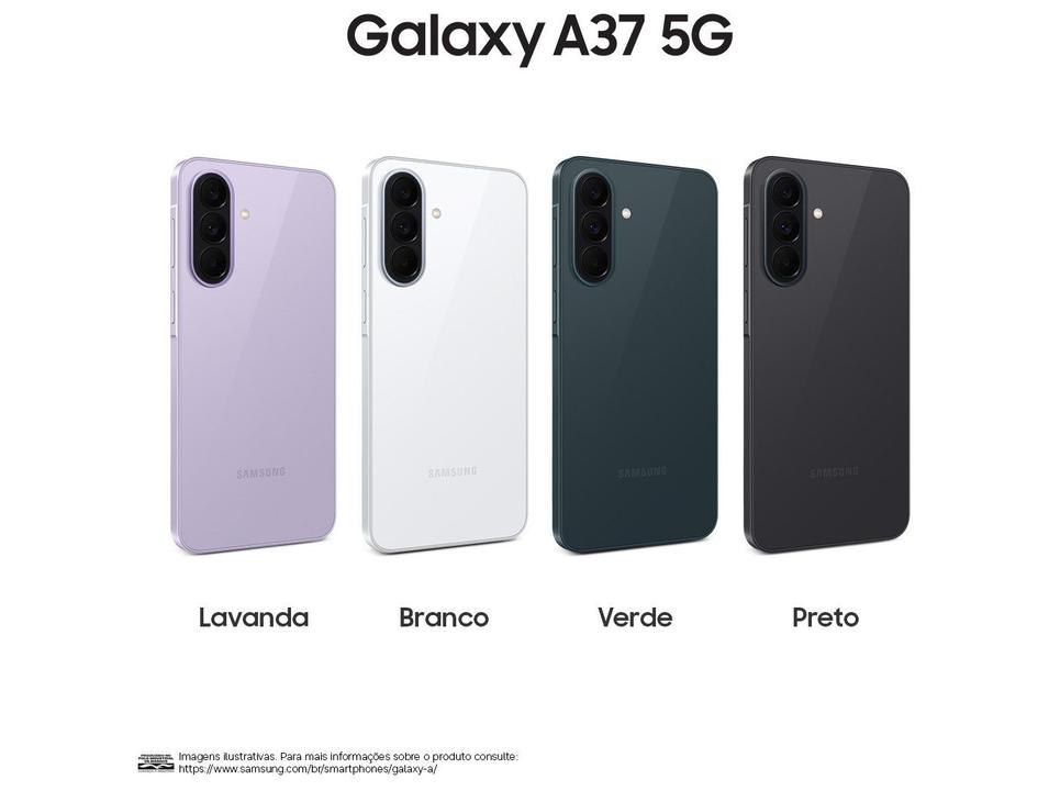 Celular Samsung Galaxy A37 128GB 5G 6GB RAM Preto 6,7" Câm Tripla + Selfie 12MP - 1
