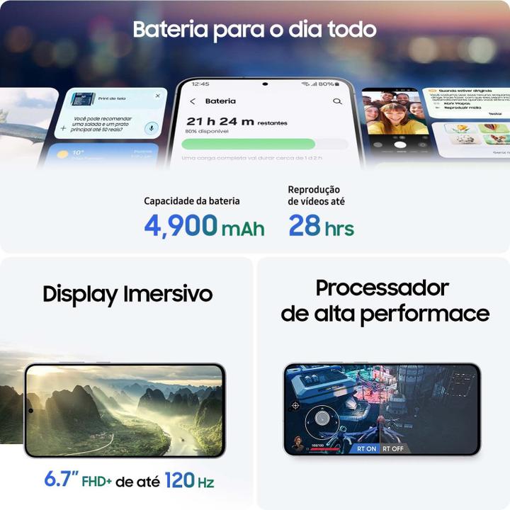 Celular Samsung Galaxy S25 FE 128GB 5G 8GB RAM Azul Marinho 6,7" Câm. Tripla + Selfie 12MP - 4