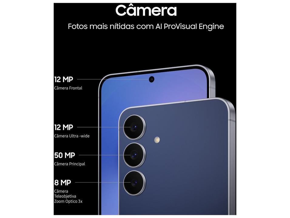 Celular Samsung Galaxy S25 FE 256GB 5G 8GB RAM Azul Marinho 6,7" Câm. Tripla + Selfie 12MP - 2