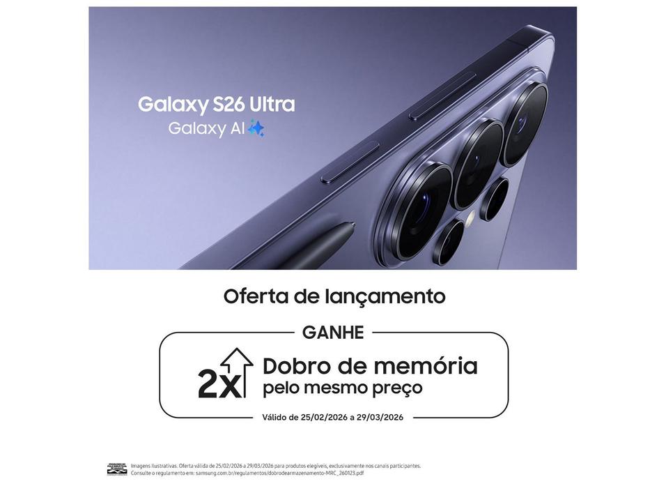 Celular Samsung Galaxy S26 Ultra 5G 256GB Galaxy AI Violeta 6,9" 12GB RAM Câm. Quádrupla 200+50+10+50MP Bateria 5000mAh Dual Chip - 2
