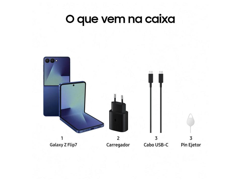 Celular Samsung Galaxy Z Flip7 256GB Azul 5G Tela 6,9" Câm. Dupla 50MP Galaxy AI - 7