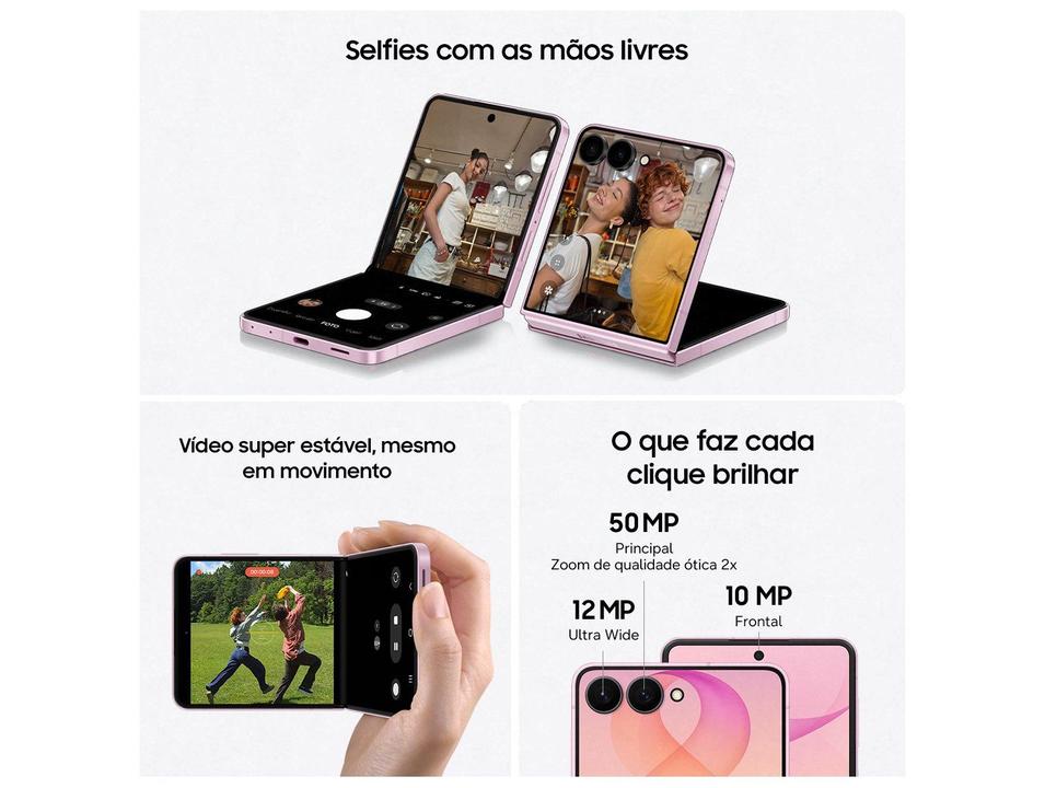 Celular Samsung Galaxy Z Flip8 256GB 12GB RAM Rosa 6,9" Câm. Dupla 50MP O Flip Mais Leve do Mundo - 3
