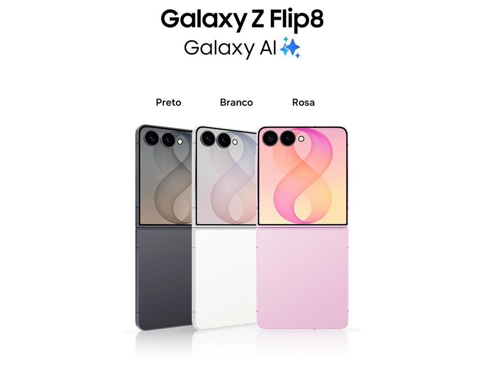 Celular Samsung Galaxy Z Flip8 256GB 12GB RAM Rosa 6,9" Câm. Dupla 50MP O Flip Mais Leve do Mundo - 1