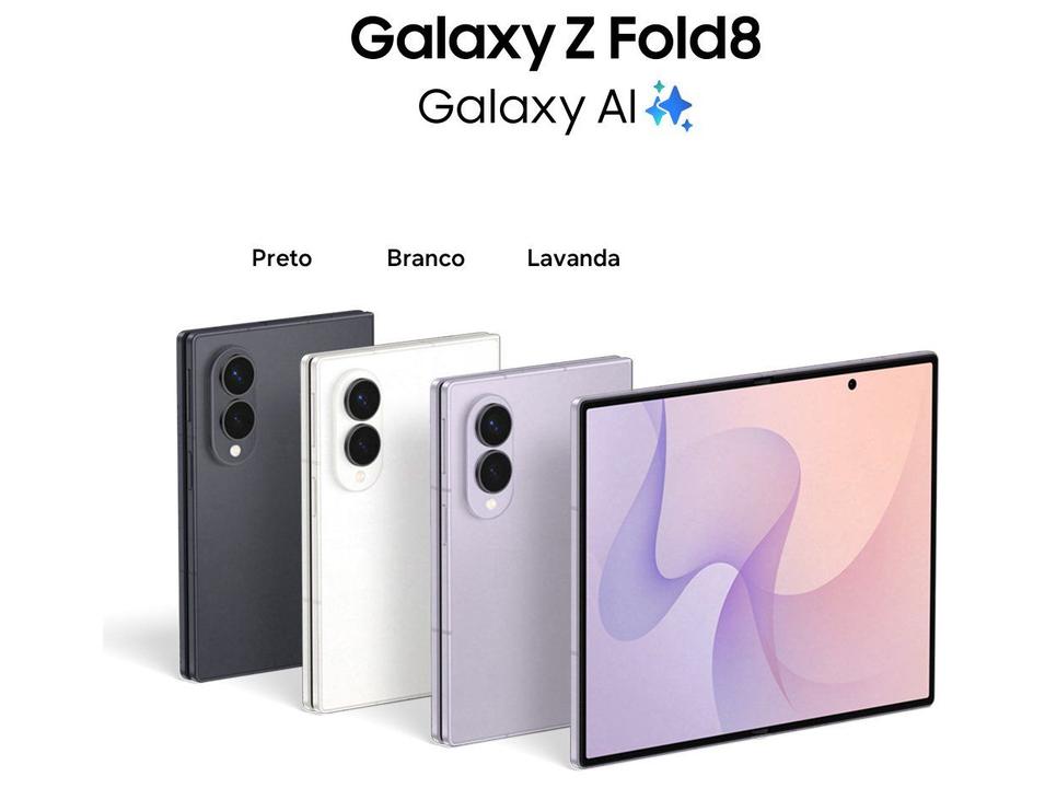 Celular Samsung Galaxy Z Fold8 256GB 12GB RAM Preto 7,6” Câm. Traseira 50+50MP Frontal 10M - 1