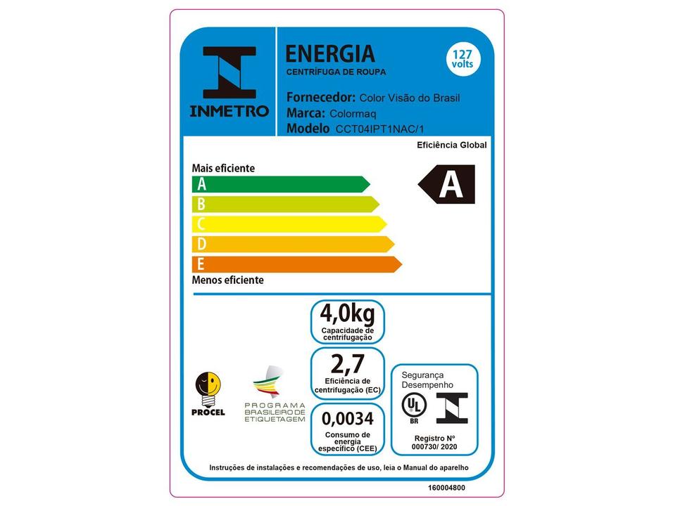 Centrífuga de Roupas 12kg Colormaq CCT04IPT Prata - 7