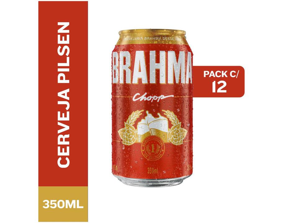 Cerveja Brahma Chopp Pilsen Lager 12 Unidades 350ml Lata - 1