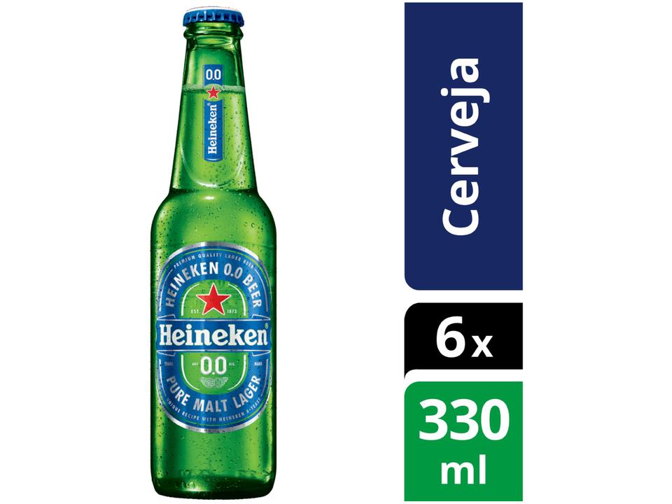 Cerveja Heineken 0.0 Pilsen Puro Malte - Lager sem Álcool 6 Unidades Garrafa 330ml - 1