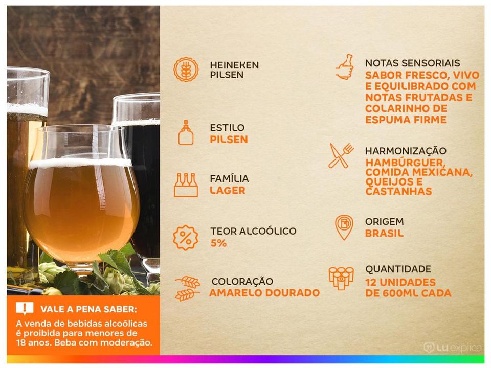 Cerveja Heineken Garrafa 600 ml Pack com 12 Unidades - 2