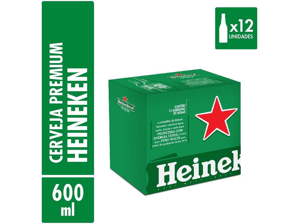 Cerveja Heineken Garrafa 600 ml Pack com 12 Unidades - 1