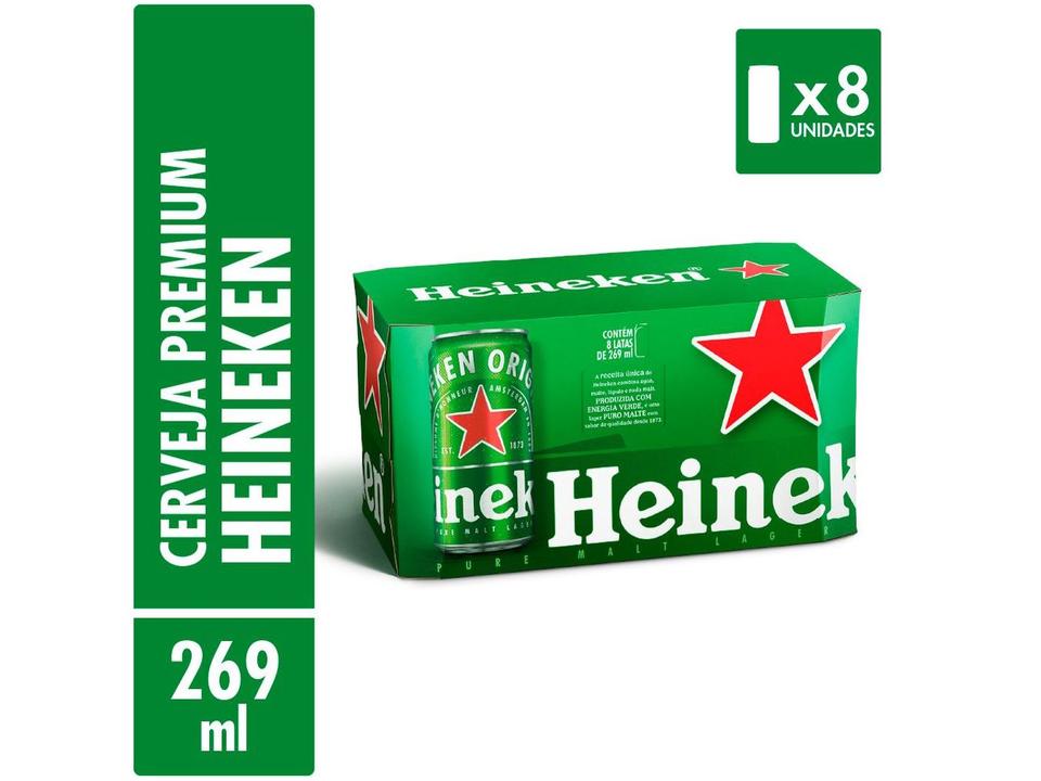 Cerveja Heineken Lata 269ml Pack com 8 Uni - 1