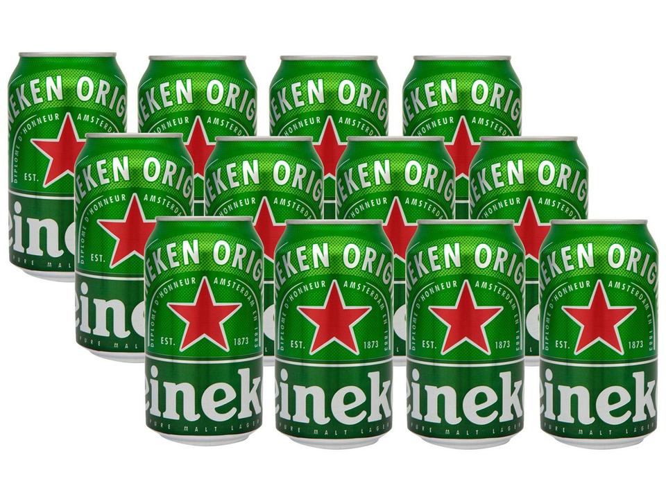 Cerveja Heineken Premium Puro Malte Pilsen Lager - 12 Unidades Lata 350ml - 5