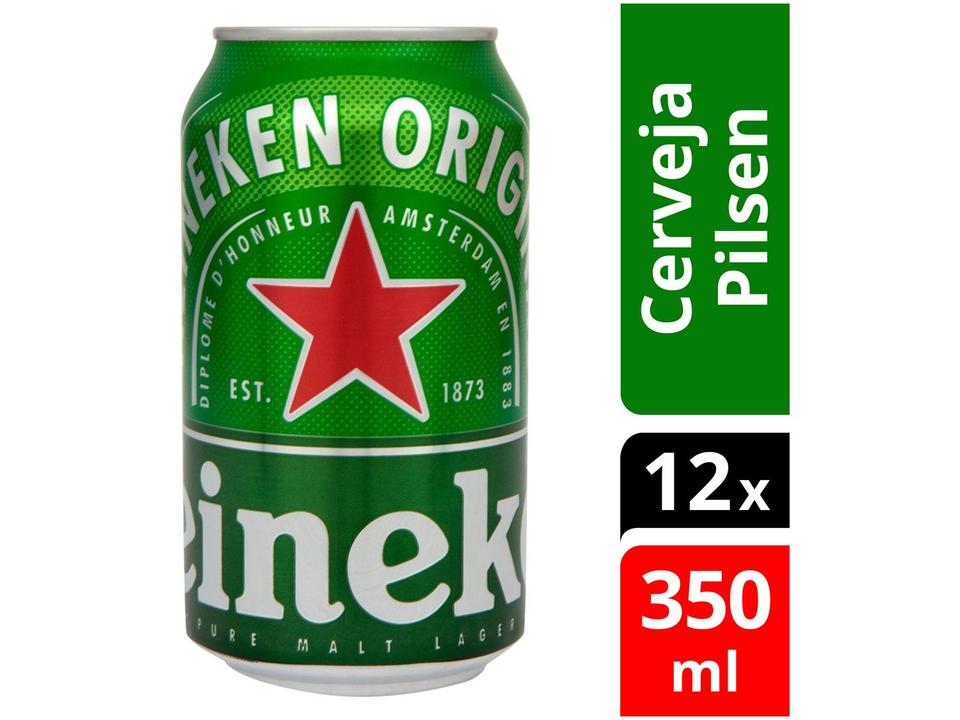 Cerveja Heineken Premium Puro Malte Pilsen Lager - 12 Unidades Lata 350ml - 1