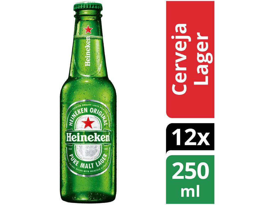 Cerveja Heineken Puro Malte Lager Pilsen - 12 Unidades Garrafa 250ml Cada - 1