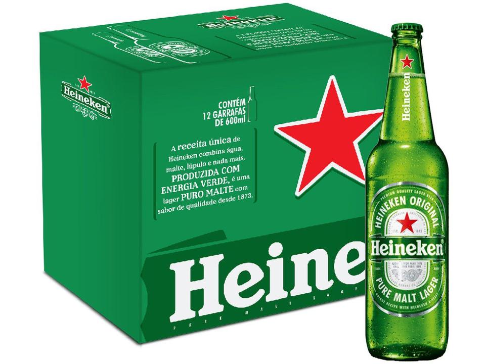 Cerveja Heineken Puro Malte Pilsen - 12 Unidades Garrafa 600ml