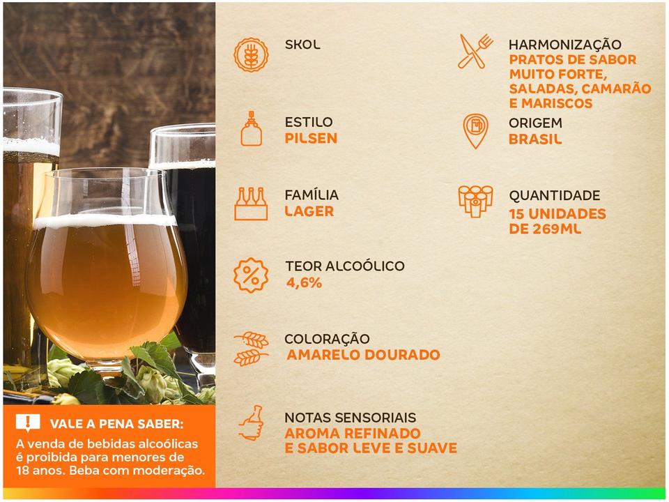 Cerveja Pack Skol Pilsen 269ml - 15 Unidades - 1