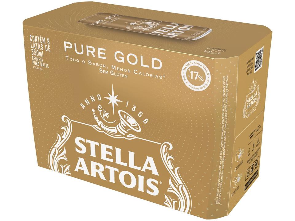 Cerveja Stella Artois Pure Gold Puro Malte 8 Unidades Lata 350ml - 3