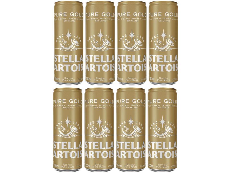 Cerveja Stella Artois Pure Gold Puro Malte 8 Unidades Lata 350ml - 1
