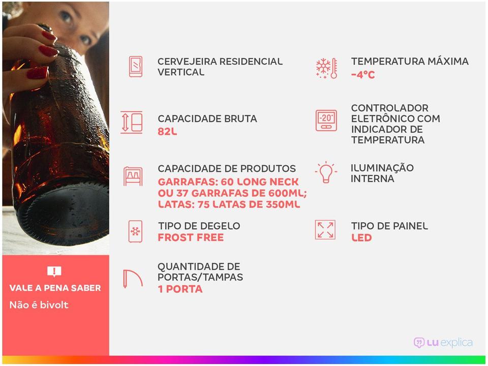 Cervejeira Consul Titanium 82L Display Na Porta Controle de Temperatura CZD12AT - 1