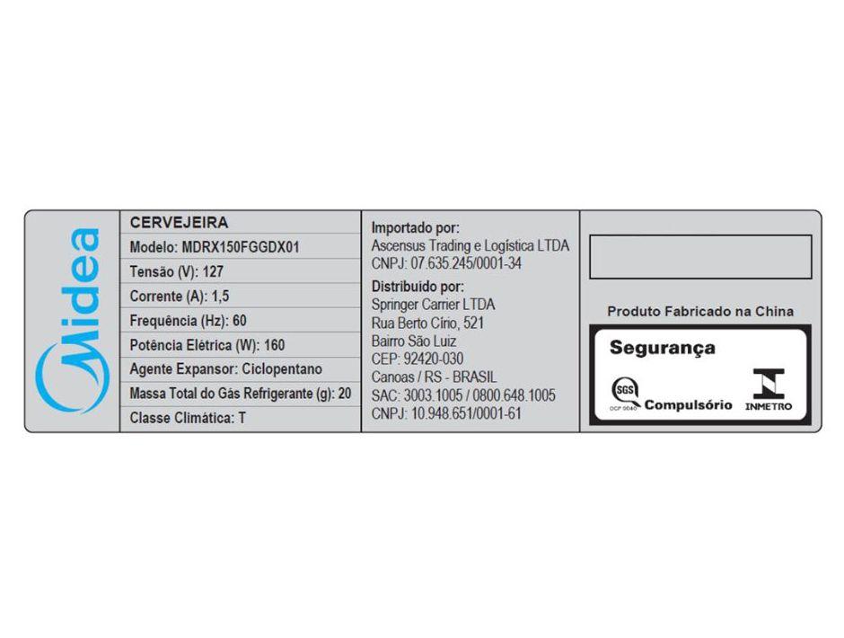 Cervejeira Midea MDRX150FGGDX01 Vertical Preta 82L Frost Free - 11