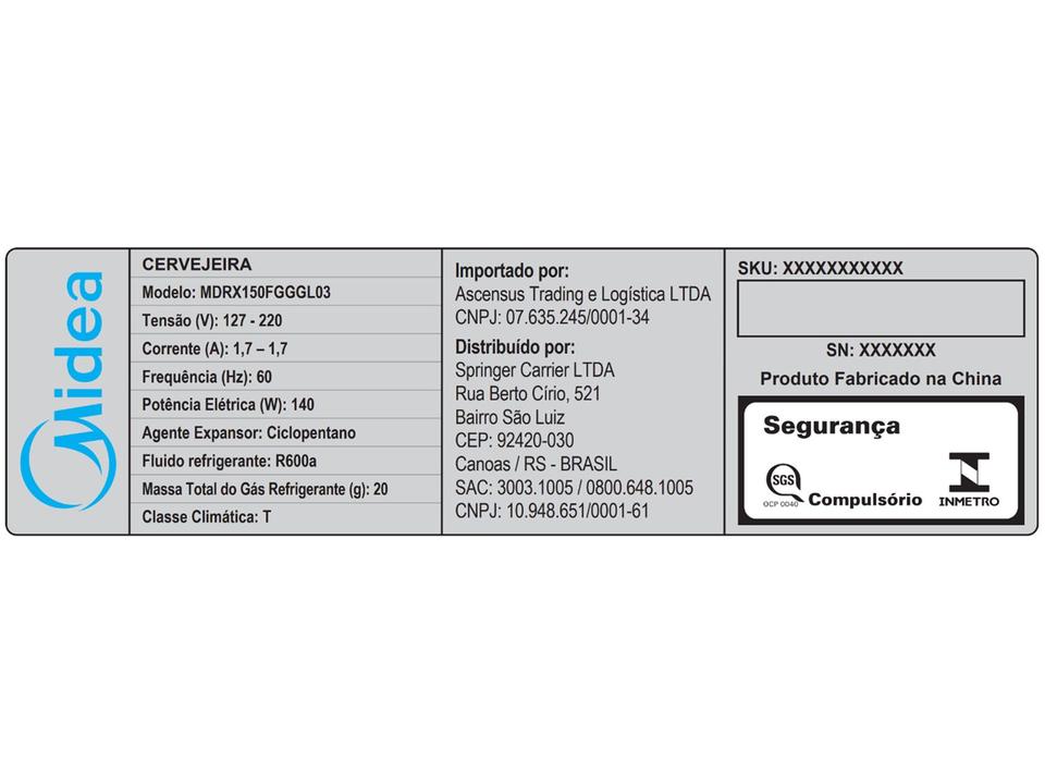 Cervejeira Midea Smart Inverter 3 em 1 MDRX150FGGGL03 Vertical Preta 82L Frost Free - 6