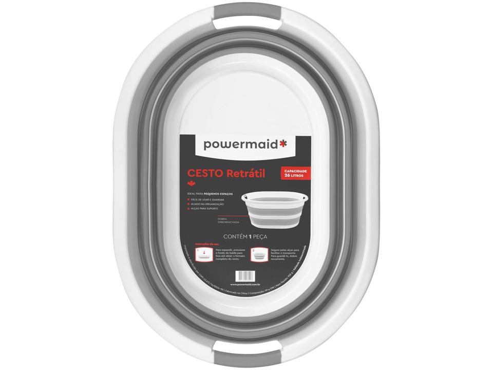 Cesto Organizador Oval 26L Branco e Cinza Powermaid 126033809165 - 2