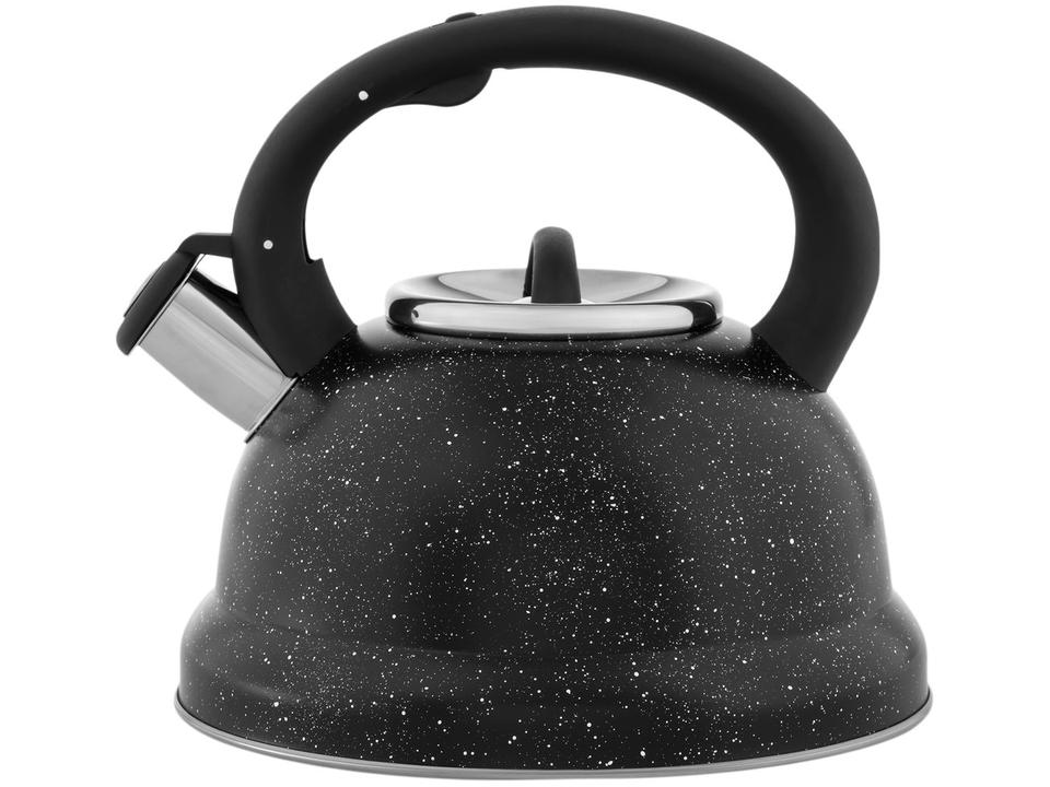 Chaleira Brinox Inox com Apito Preto Marble 2,7L Roma - 2