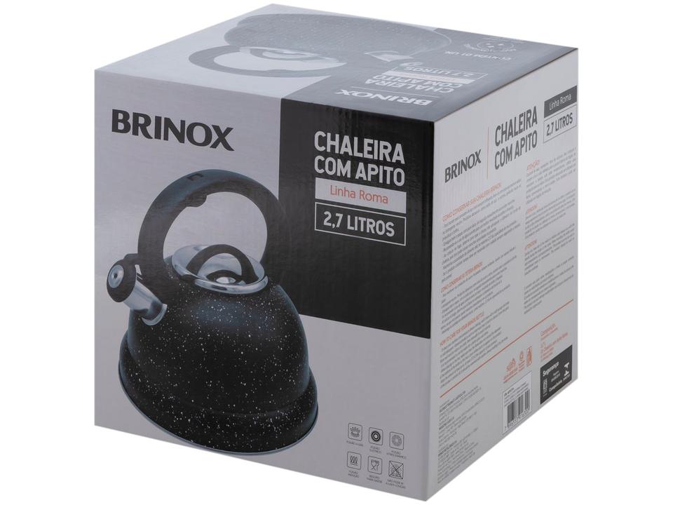 Chaleira Brinox Inox com Apito Preto Marble 2,7L Roma - 5