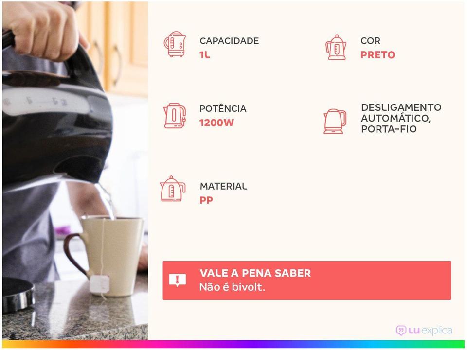 Chaleira Elétrica Mondial Pratic Hot CE-07 Preta - 1
