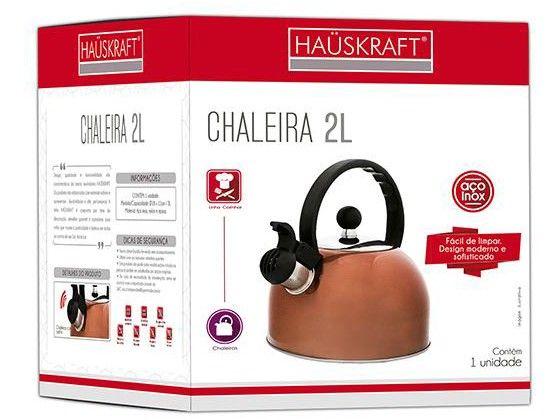 Chaleira Hauskraft com Apito Rose Gold e Preto 2L - 2