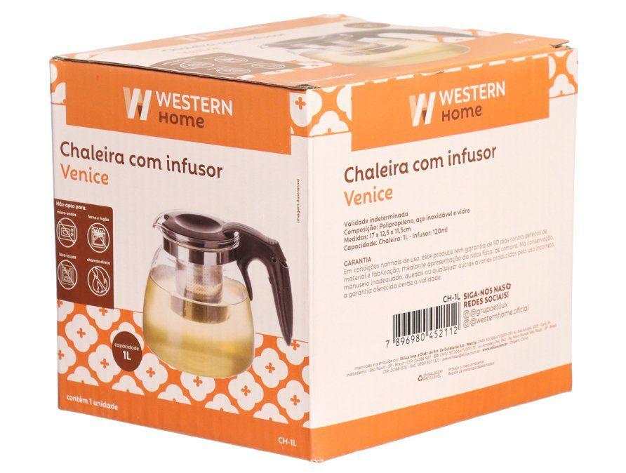 Chaleira Hauskraft de Vidro com Infusor Transparente e Preto 1L Venice - 5