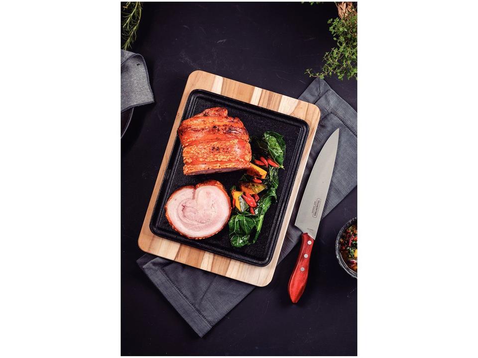 Chapa Grill de Ferro Fundido 35x25cm com Tábua Tramontina Mix - 1