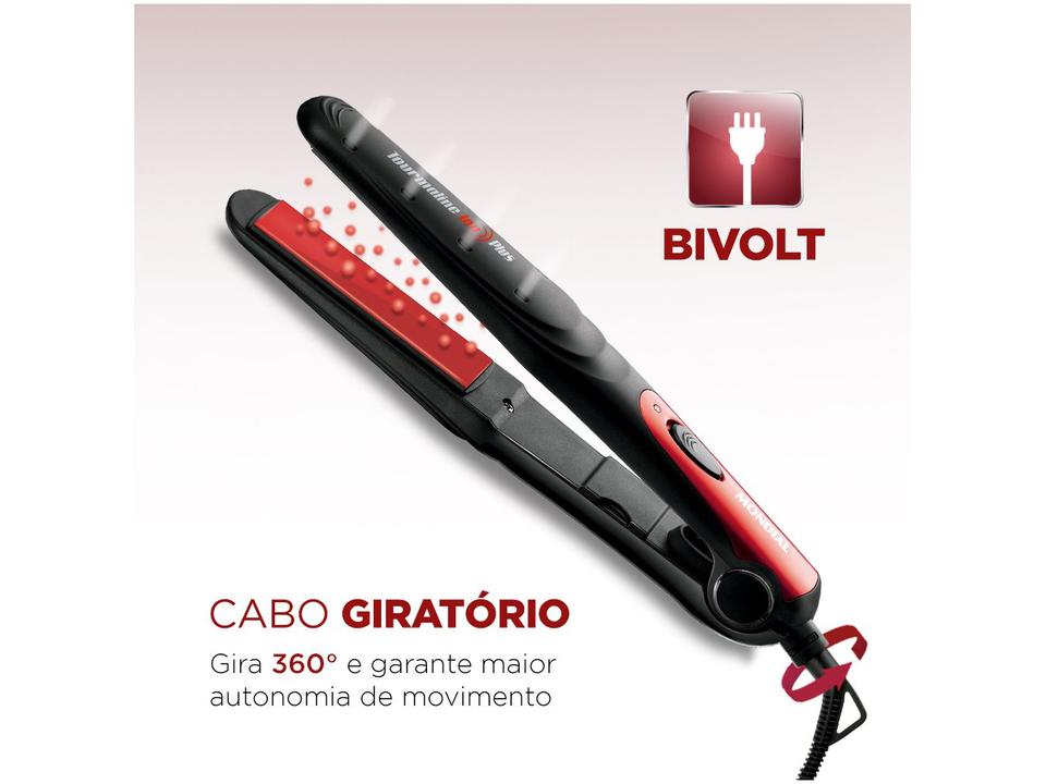 Chapinha/Prancha de Cabelo Mondial Tourmaline Ion Plus P-11 Cerâmica 200ºC - Bivolt - 4