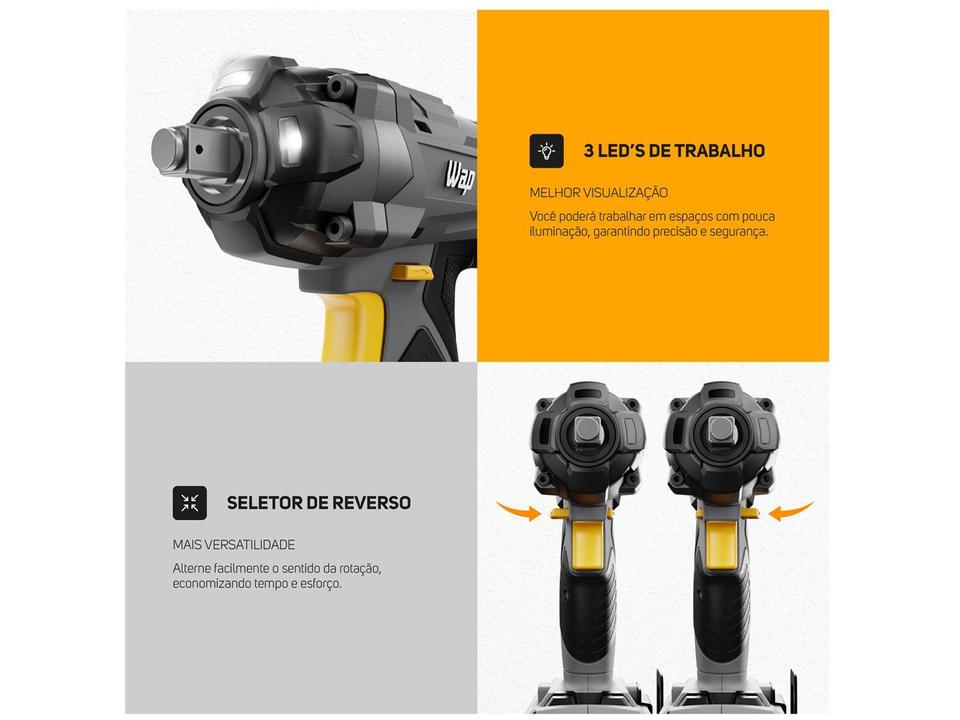 Chave de Impacto a Bateria Wap 6,5mm 350Nm 2000mAh K21 CH01 7 Peças - 17
