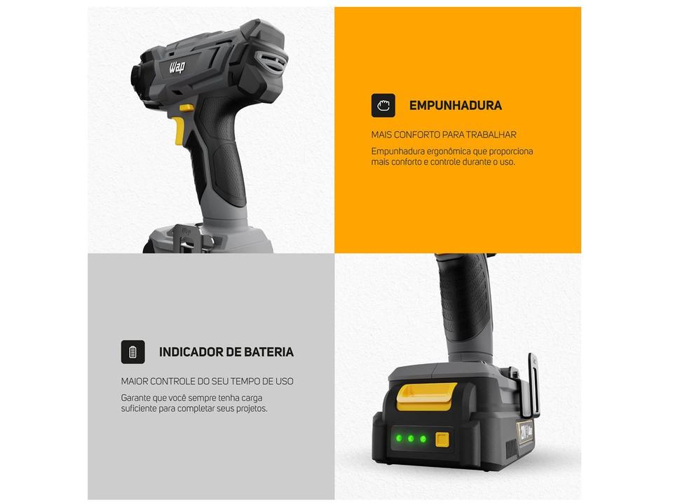 Chave de Impacto a Bateria Wap 6,5mm 350Nm 2000mAh K21 CH01 7 Peças - 18