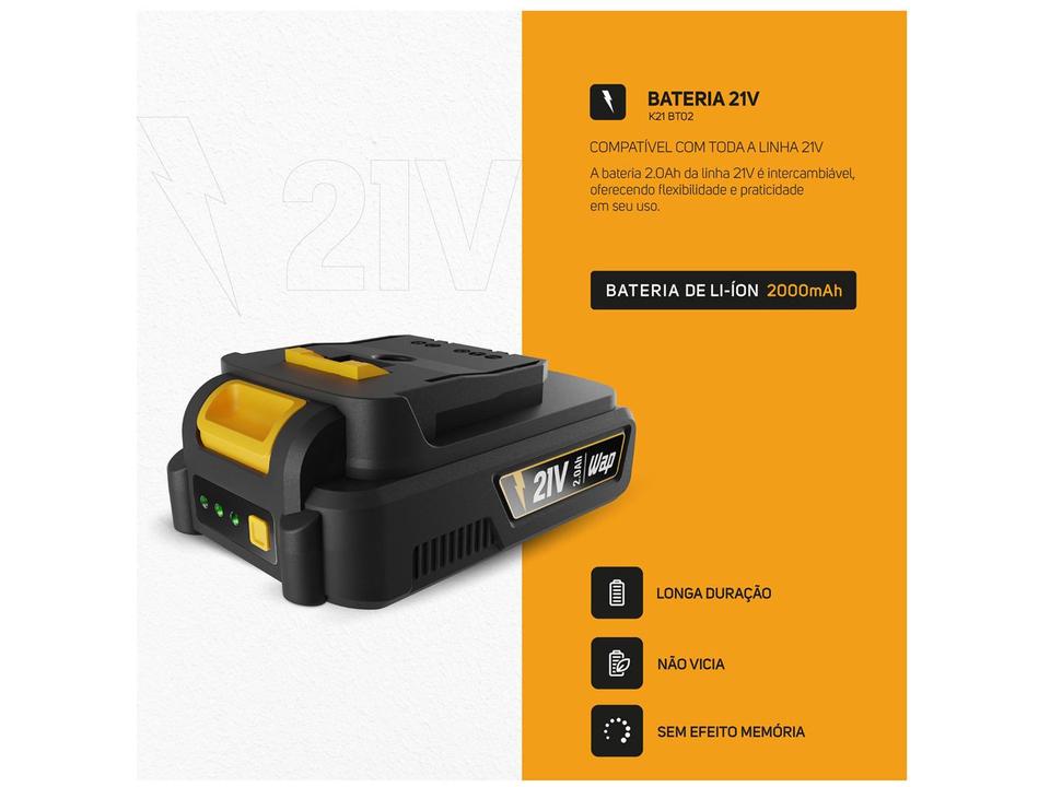 Chave de Impacto a Bateria Wap 6,5mm 350Nm 2000mAh K21 CH01 7 Peças - 20